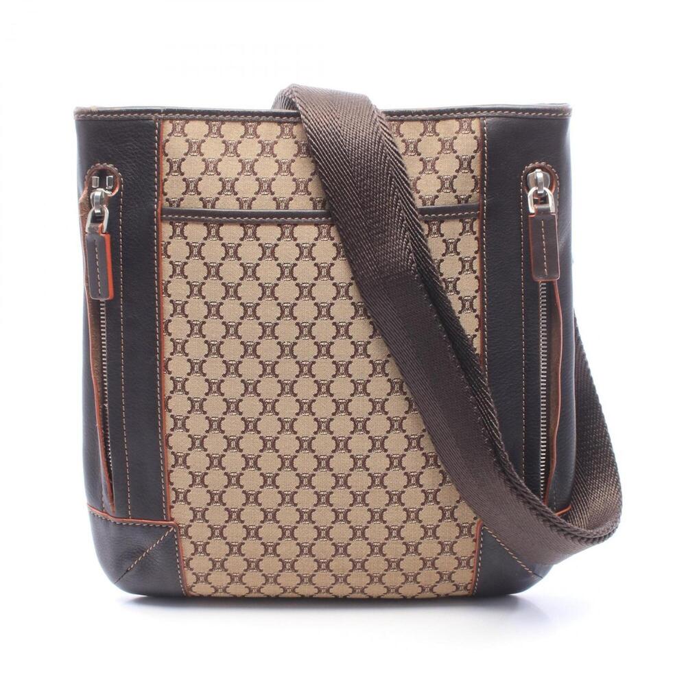 Celine Macadam Shoulder Bag/Handbag, Canvas and Leather, Women's, Brown
